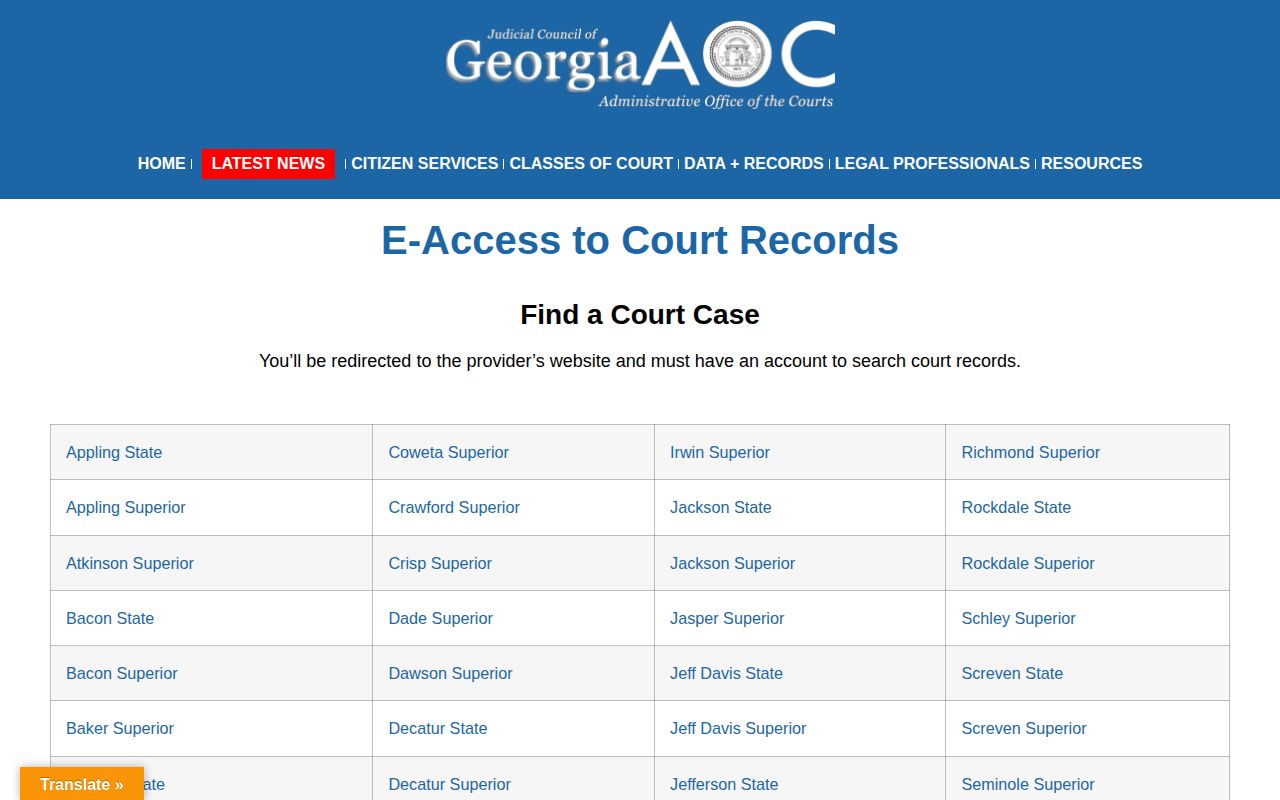 Rabun County release record search through Georgia Courts