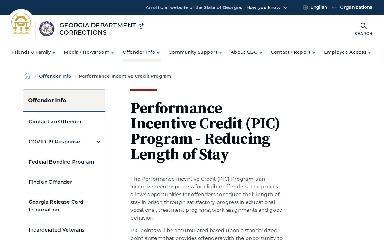 Rabun County projected release date GDC incentive credit source
